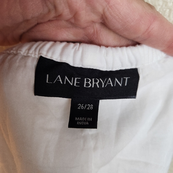 Lane Bryant White Ruffle off the Shoulder Rainbow Stripe Boho Blouse Top - Picture 2 of 5